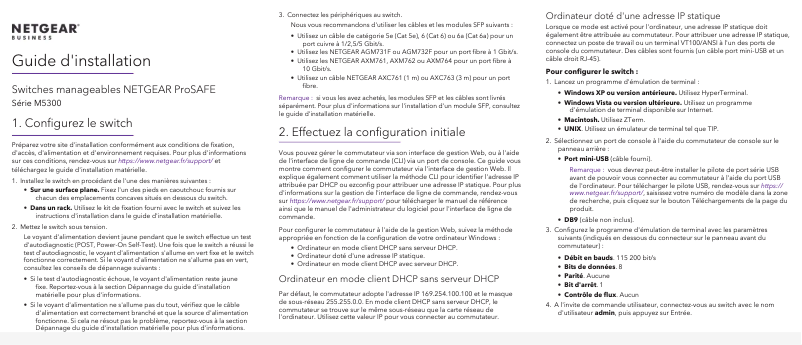 Page n°1 - Guide d'installation Netgear M5300