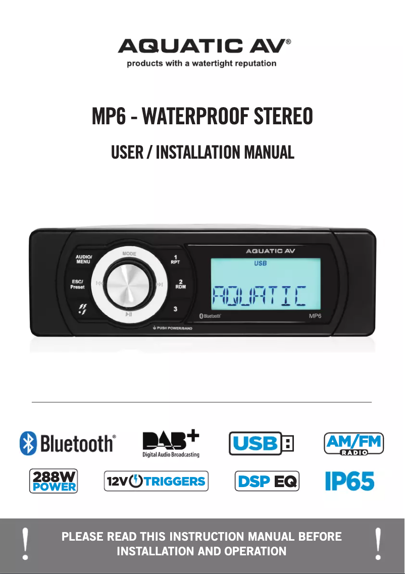 Page 1 de la notice Manuel utilisateur Aquatic AV GC110