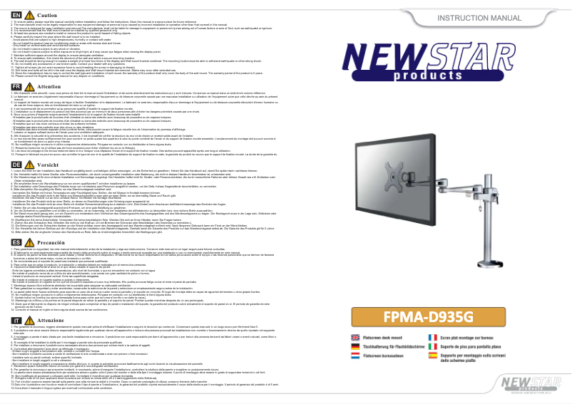 Page 1 de la notice Manuel utilisateur Newstar FPMA-D935G