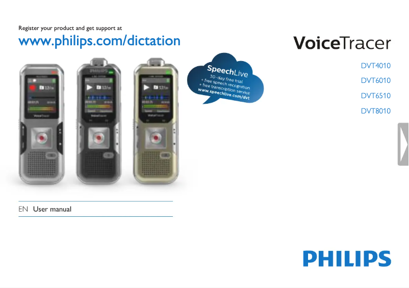 Page n°1 - Manuel utilisateur Philips Voice Tracer DVT6510