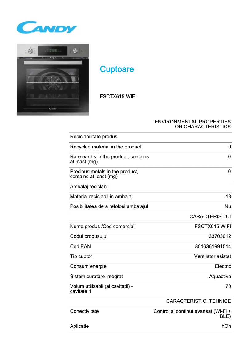 Image de la première page du manuel de l'appareil FSCTX615 WIFI