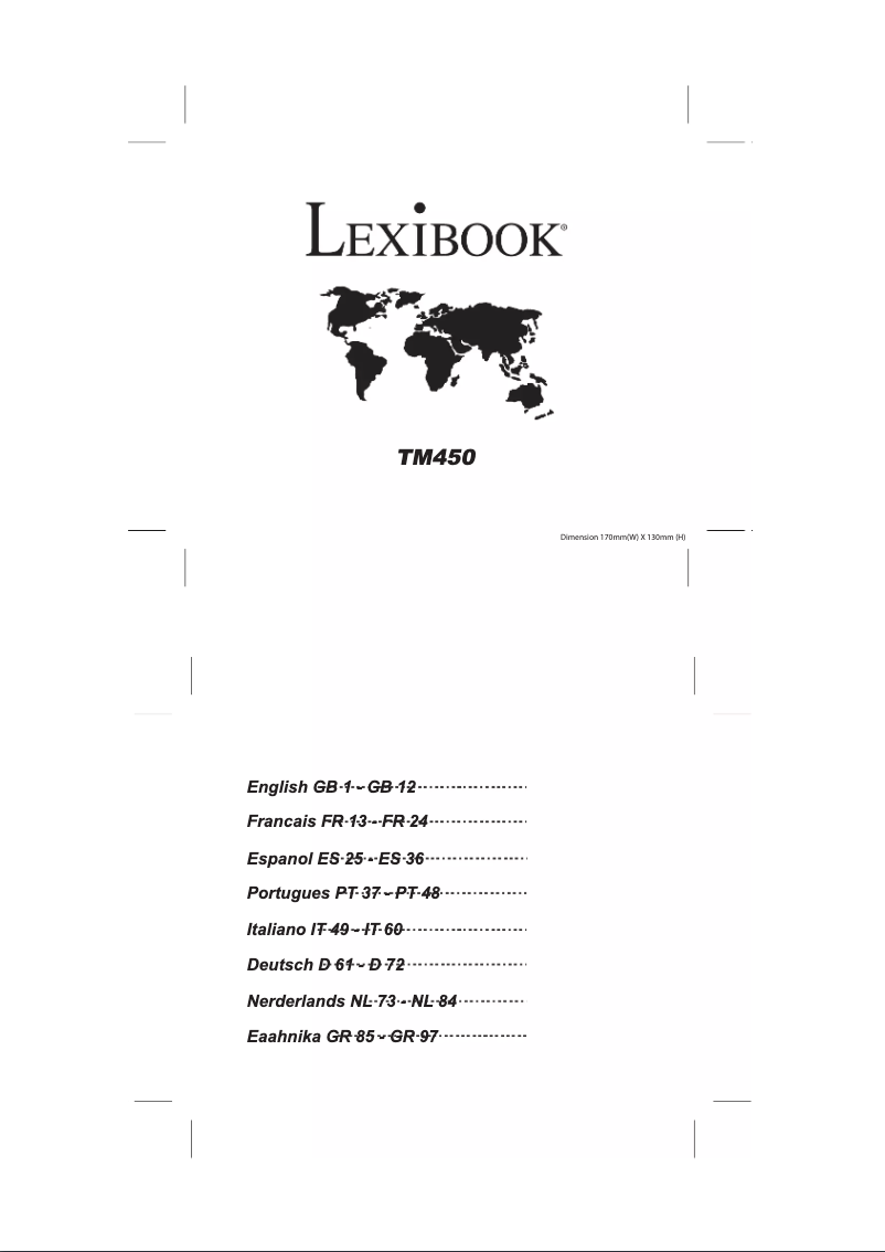 Page 1 de la notice Manuel utilisateur Lexibook Touchman TM450