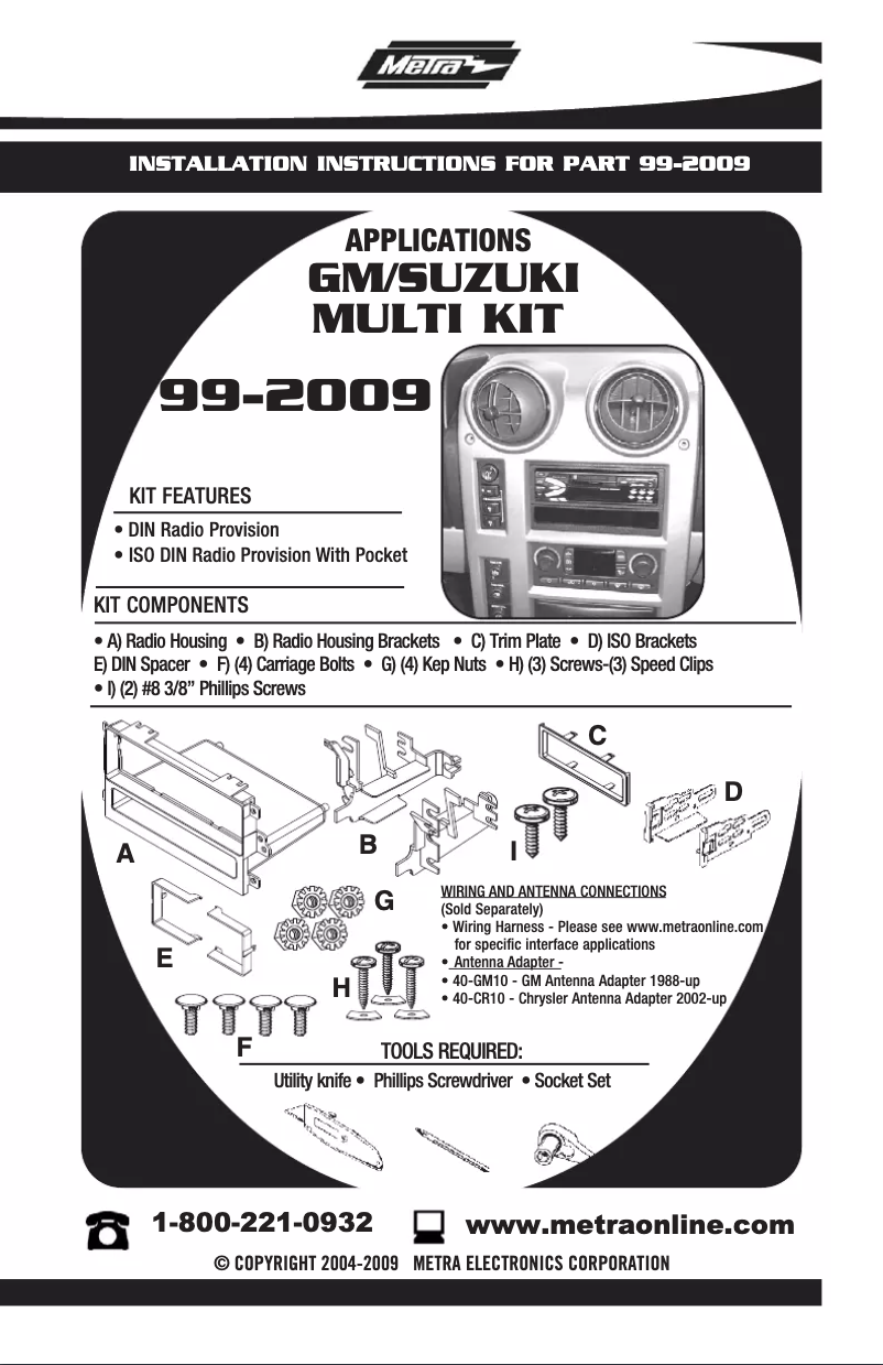 Page n°1 - Guide d'installation Metra 99-2009