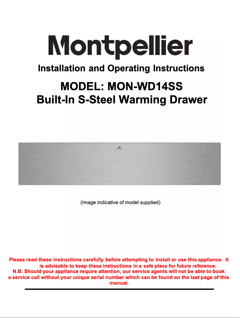 Page n°1 - Manuel utilisateur Montpellier WD14SS