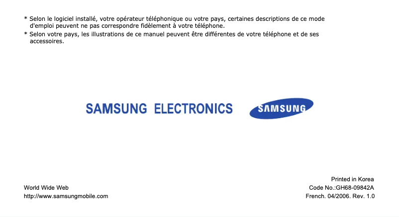Image de la première page du manuel de l'appareil SGH-E780