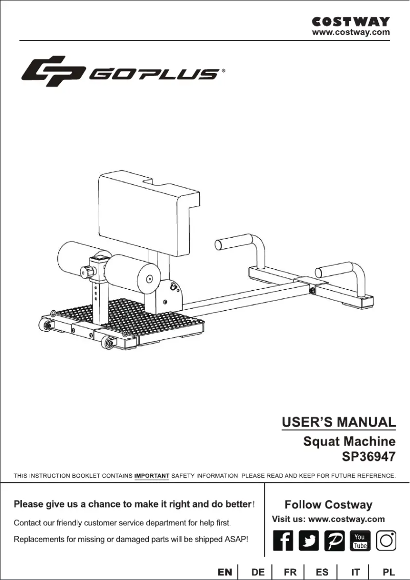 Page n°1 - Manuel utilisateur Costway SP36947