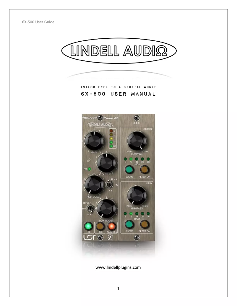Page 1 de la notice Manuel utilisateur Lindell Audio 6X-500