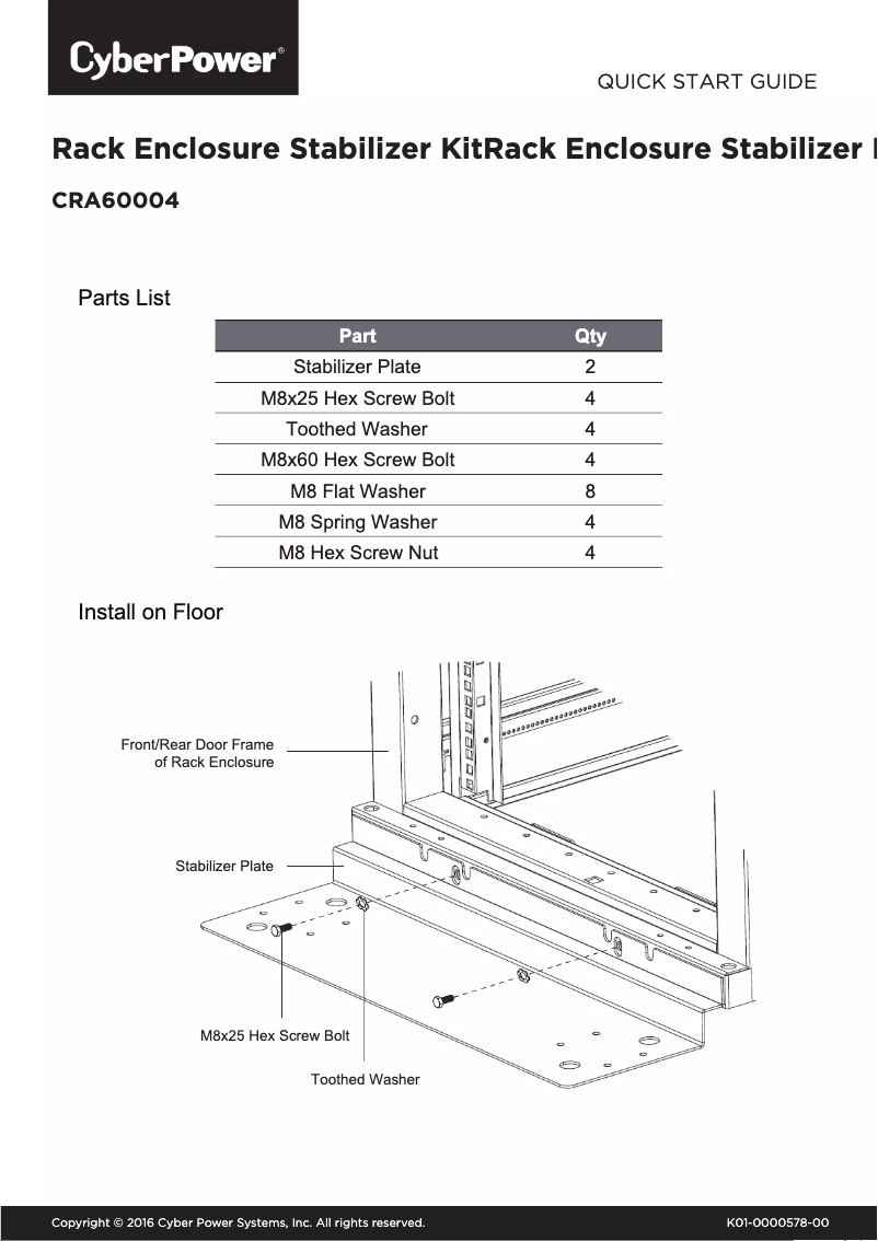 Page 1 de la notice Guide de démarrage rapide CyberPower CRA60004