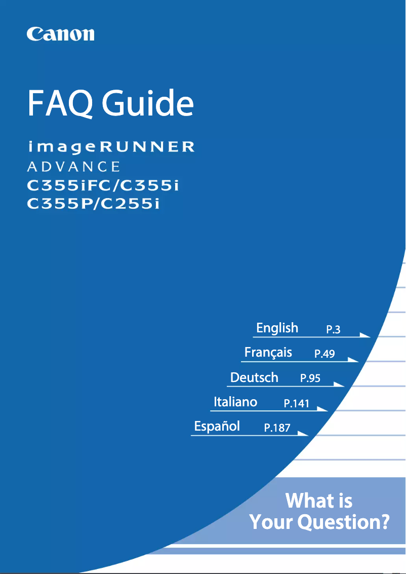 Page n°1 - FAQ Canon imageRUNNER ADVANCE C255i