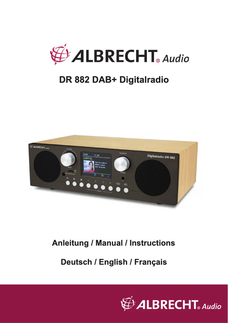 Page 1 de la notice Manuel utilisateur Albrecht DR 882