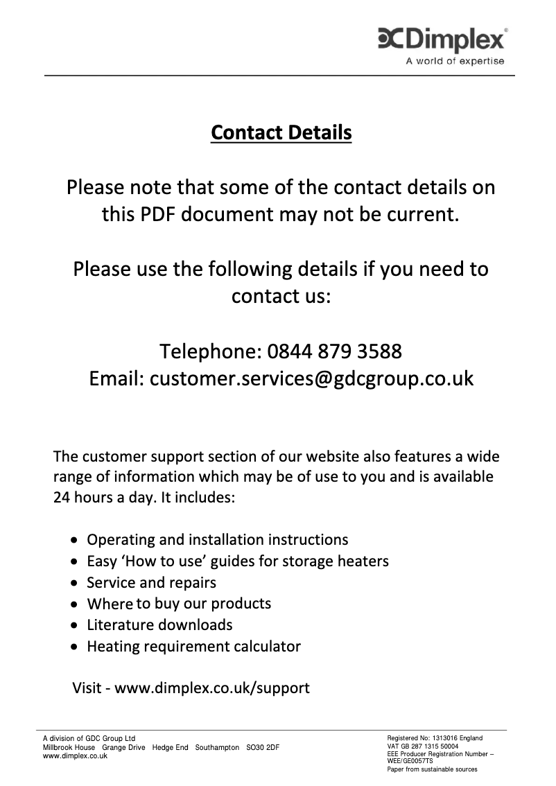 Page 1 de la notice Manuel utilisateur Dimplex RPX075N