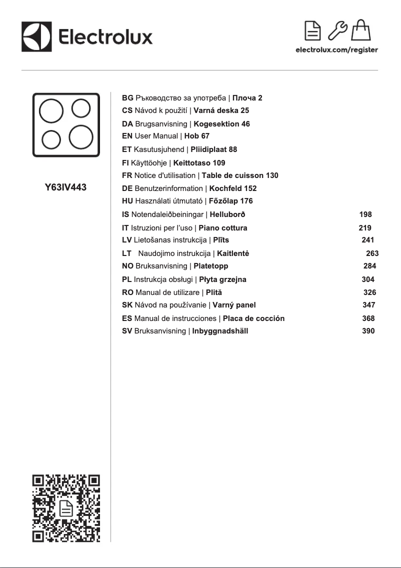 Page n°1 - Manuel utilisateur Electrolux Y63IV443