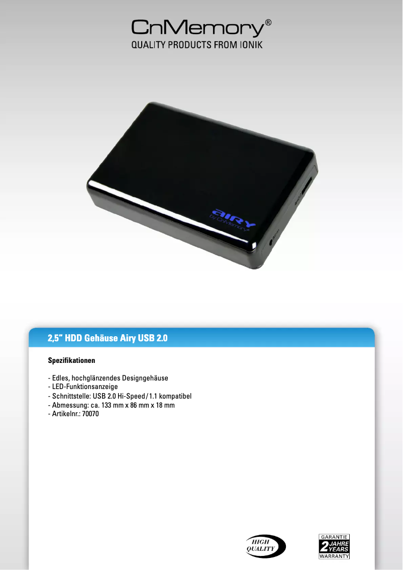 Page n°1 - Fiche technique CnMemory Airy