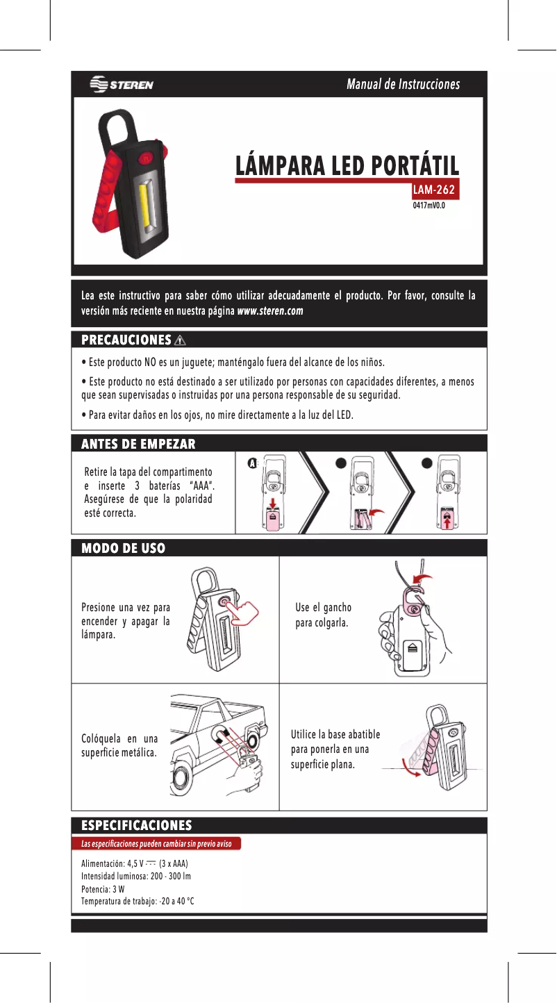 Image de la première page du manuel de l'appareil LAM-262
