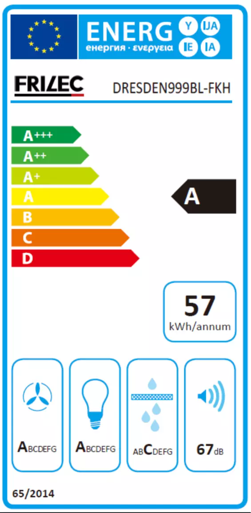 Page 1 de la notice Label énergétique Frilec DRESDEN999BL-FKH