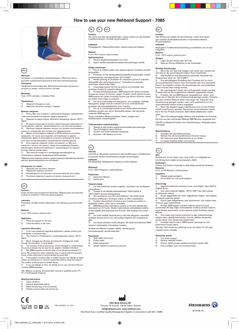 Página 1 del manual Manual de usuario Rehband 7085