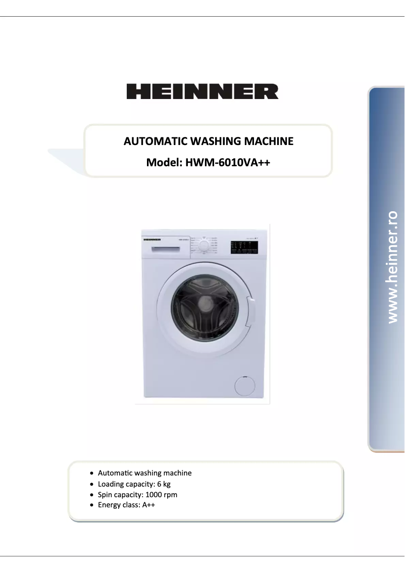 Image de la première page du manuel de l'appareil HWM-6010V