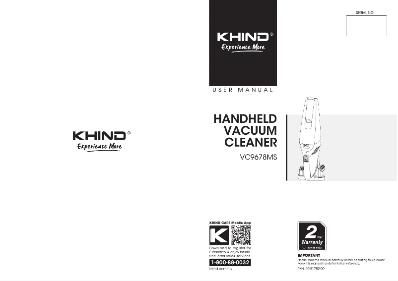Page n°1 - Manuel utilisateur Khind VC9678MS