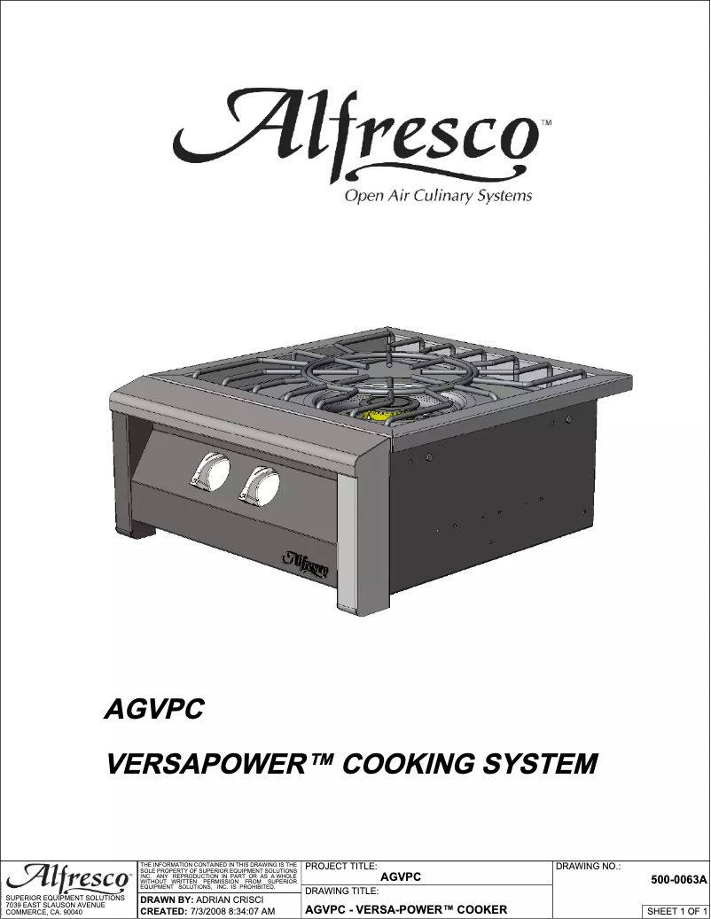Page n°1 - Manuel utilisateur Alfresco VersaPower AGVPC