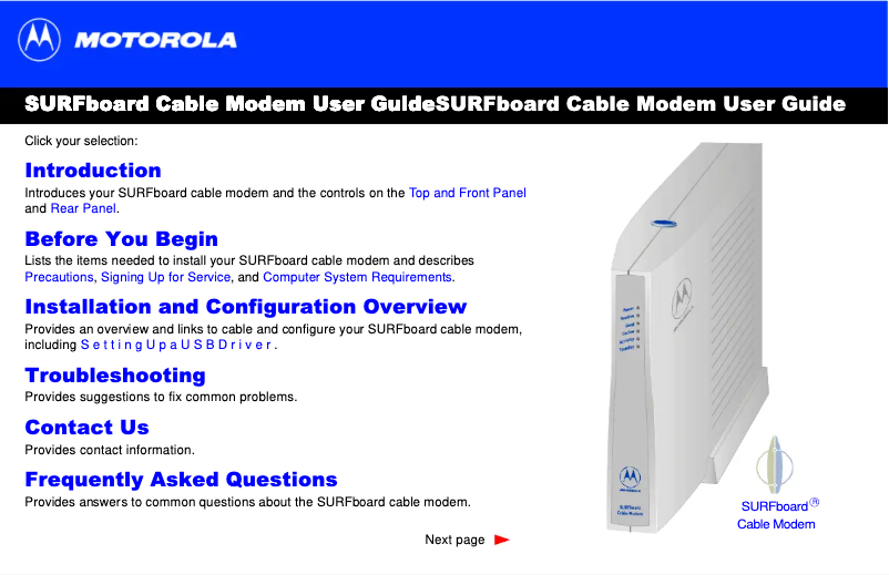 Image de la première page du manuel de l'appareil SB4200