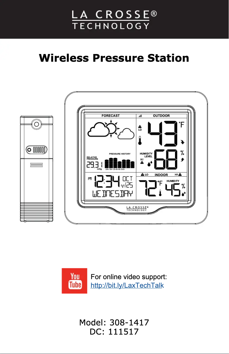 Page n°1 - Manuel utilisateur La Crosse Technology 308-1417
