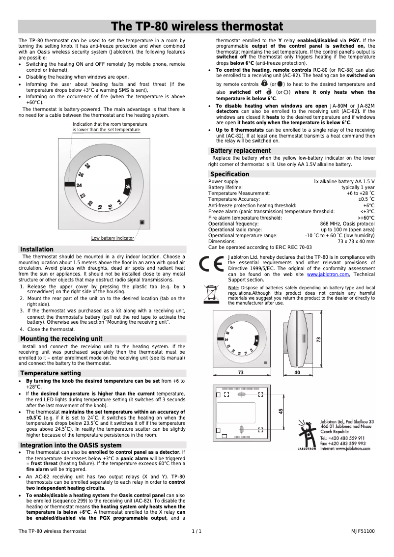 Image de la première page du manuel de l'appareil TP-80