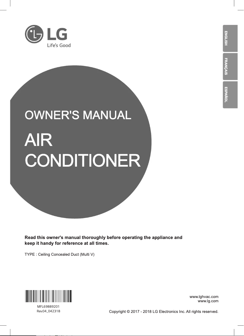 Page n°1 - Manuel utilisateur LG ARNU123B1G2