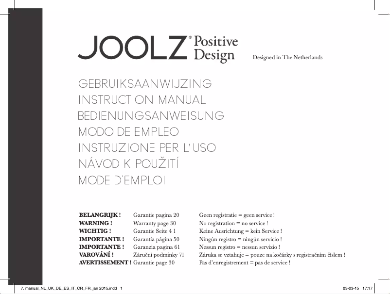Page 1 de la notice Manuel utilisateur Joolz Day