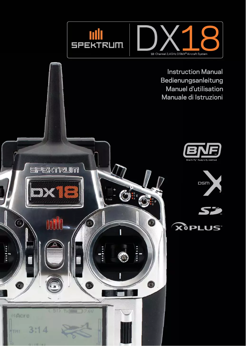 Page n°1 - Manuel utilisateur Spektrum DX18 18 Channel System Generation 2 Mode 1