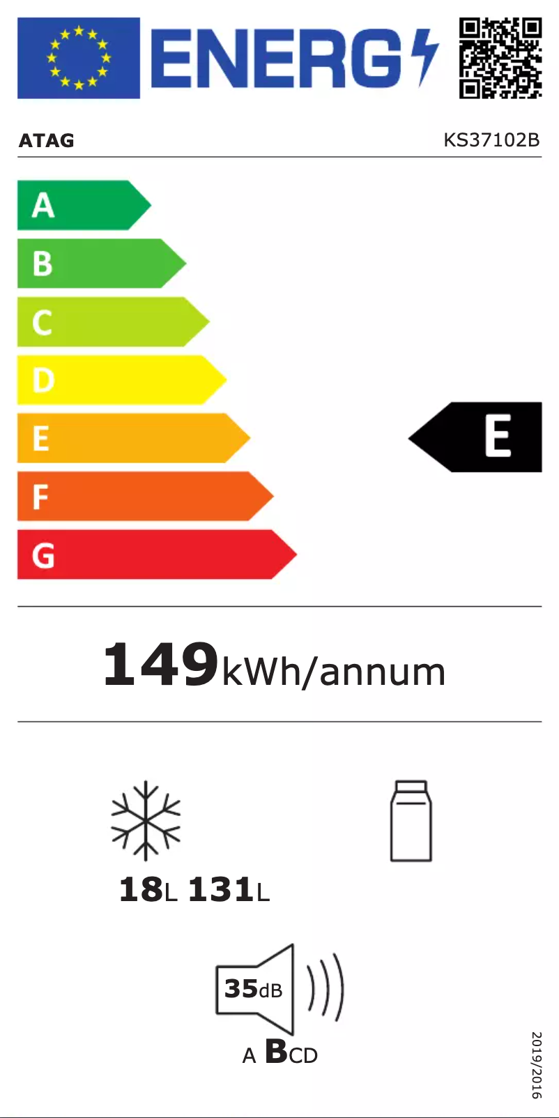 Page n°1 - Label énergétique Atag KS37102B
