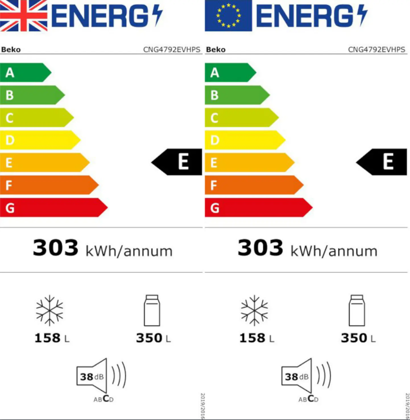 Page n°1 - Label énergétique Beko CNG4792EVH