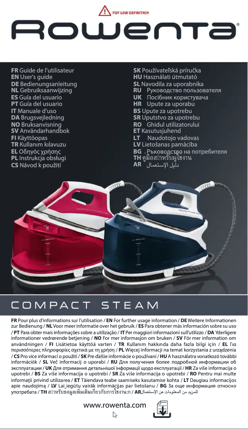 Page 1 de la notice Manuel utilisateur Rowenta DG7520