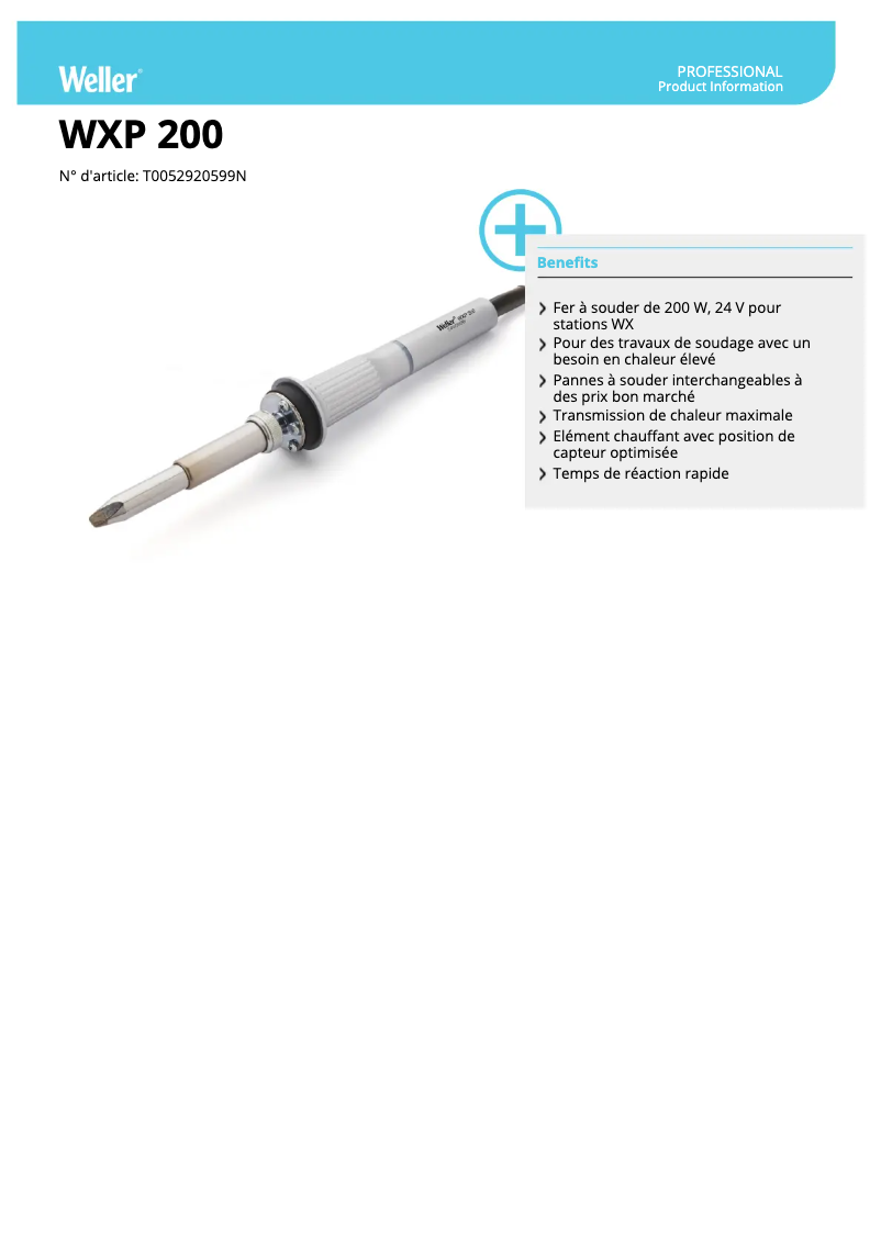 Page n°1 - Fiche technique Weller WXP 200