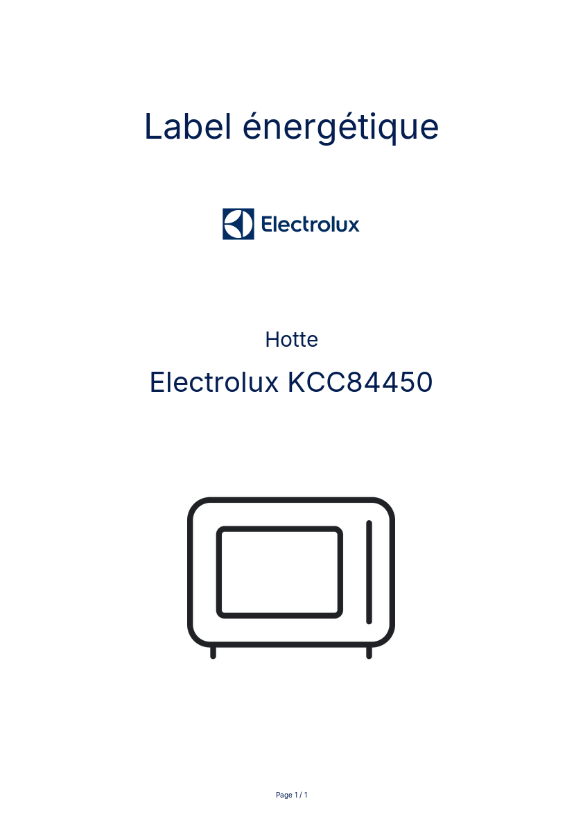 Page n°1 - Label énergétique Electrolux KCC84450