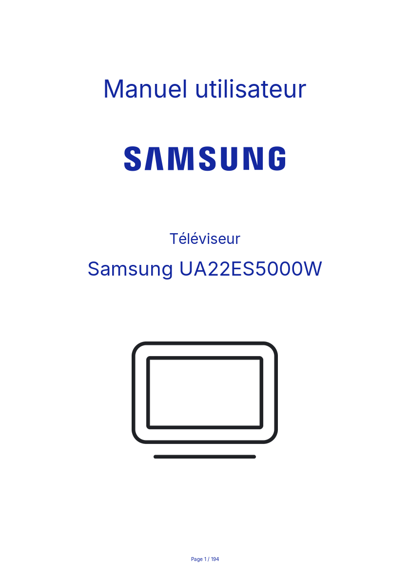 Image de la première page du manuel de l'appareil UA22ES5000W
