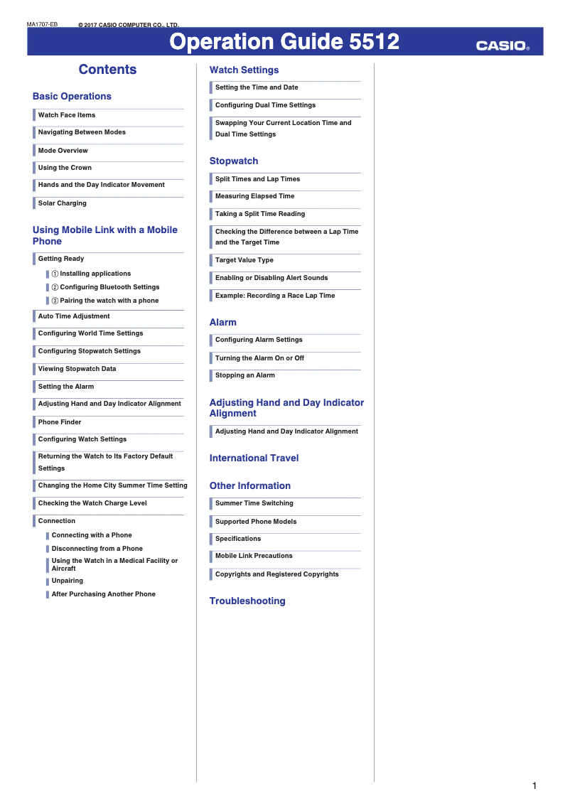 Page 1 de la notice Manuel utilisateur Casio Edifice EQB-800D-1AER