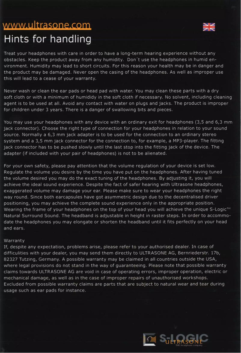 Page 1 de la notice Manuel utilisateur Ultrasone Performance 880