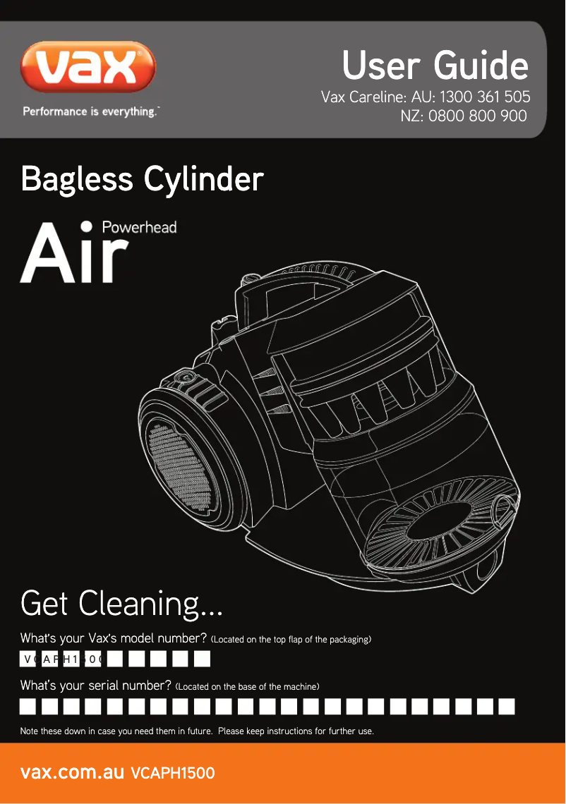 Image de la première page du manuel de l'appareil Air Powerhead VCAPH1500