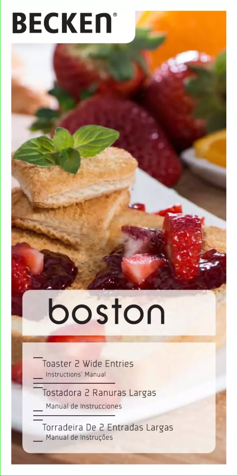 Image de la première page du manuel de l'appareil Boston