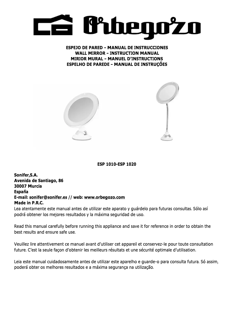 Image de la première page du manuel de l'appareil ESP 1020