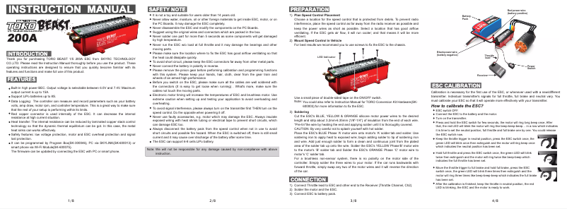 Page 1 de la notice Manuel utilisateur SkyRC 1/5 EX 200A ESC