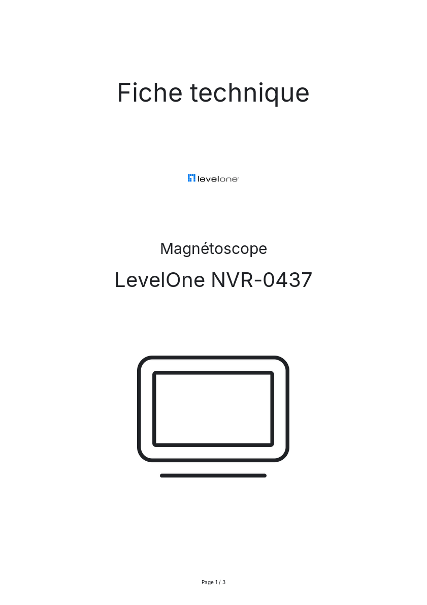Page n°1 - Fiche technique LevelOne NVR-0437