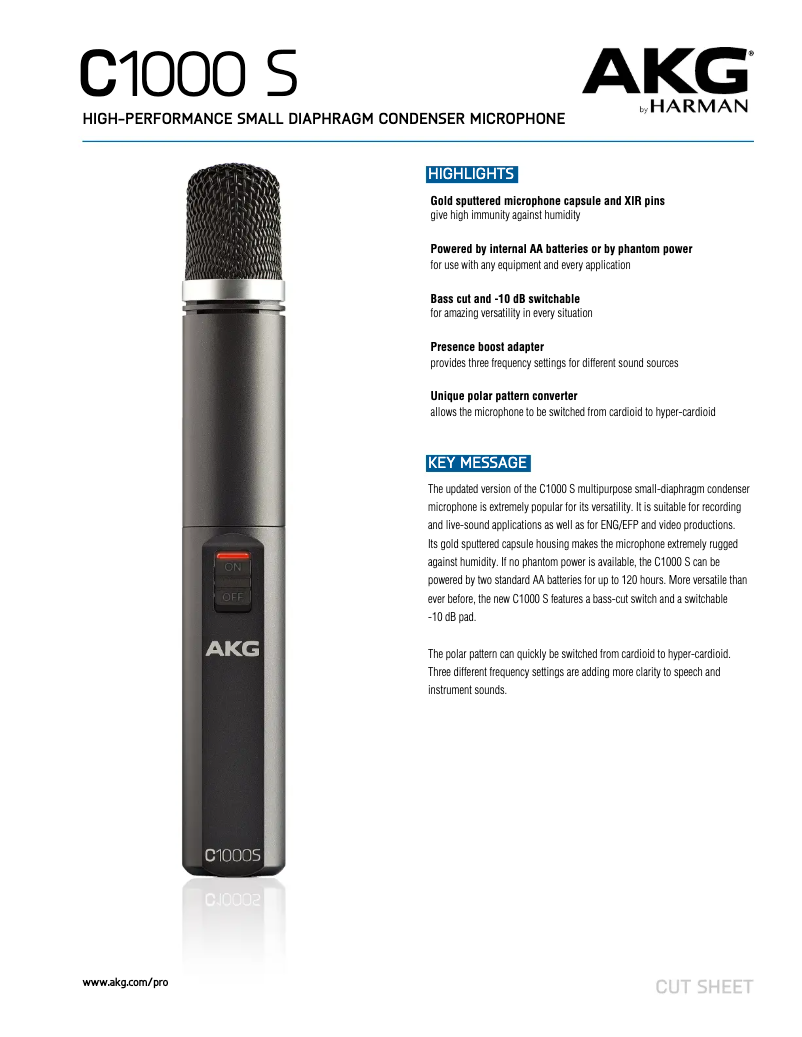 Page 1 de la notice Fiche technique AKG C1000 S