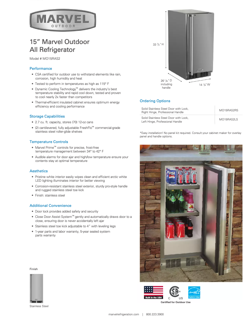 Image de la première page du manuel de l'appareil Outdoor MO15RA2L
