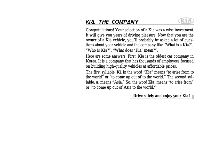 Page 1 de la notice Manuel utilisateur Kia Amanti (2006)