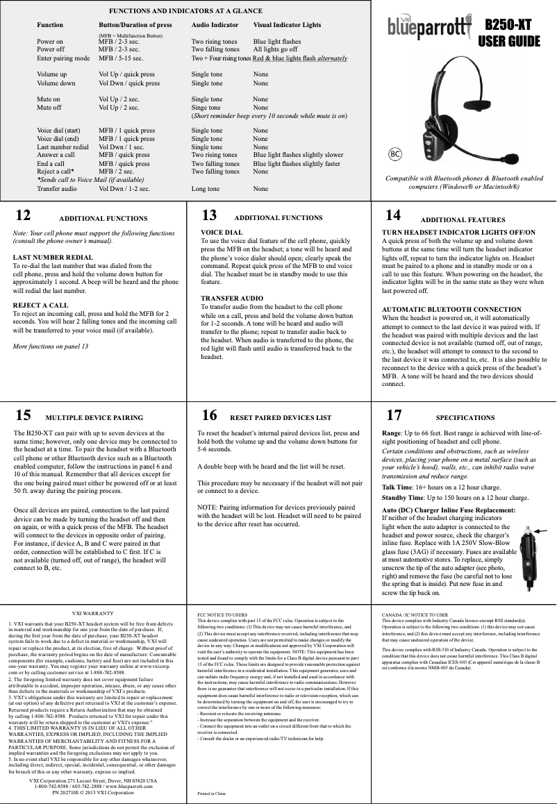 Image de la première page du manuel de l'appareil Roadwarrior B250-XT