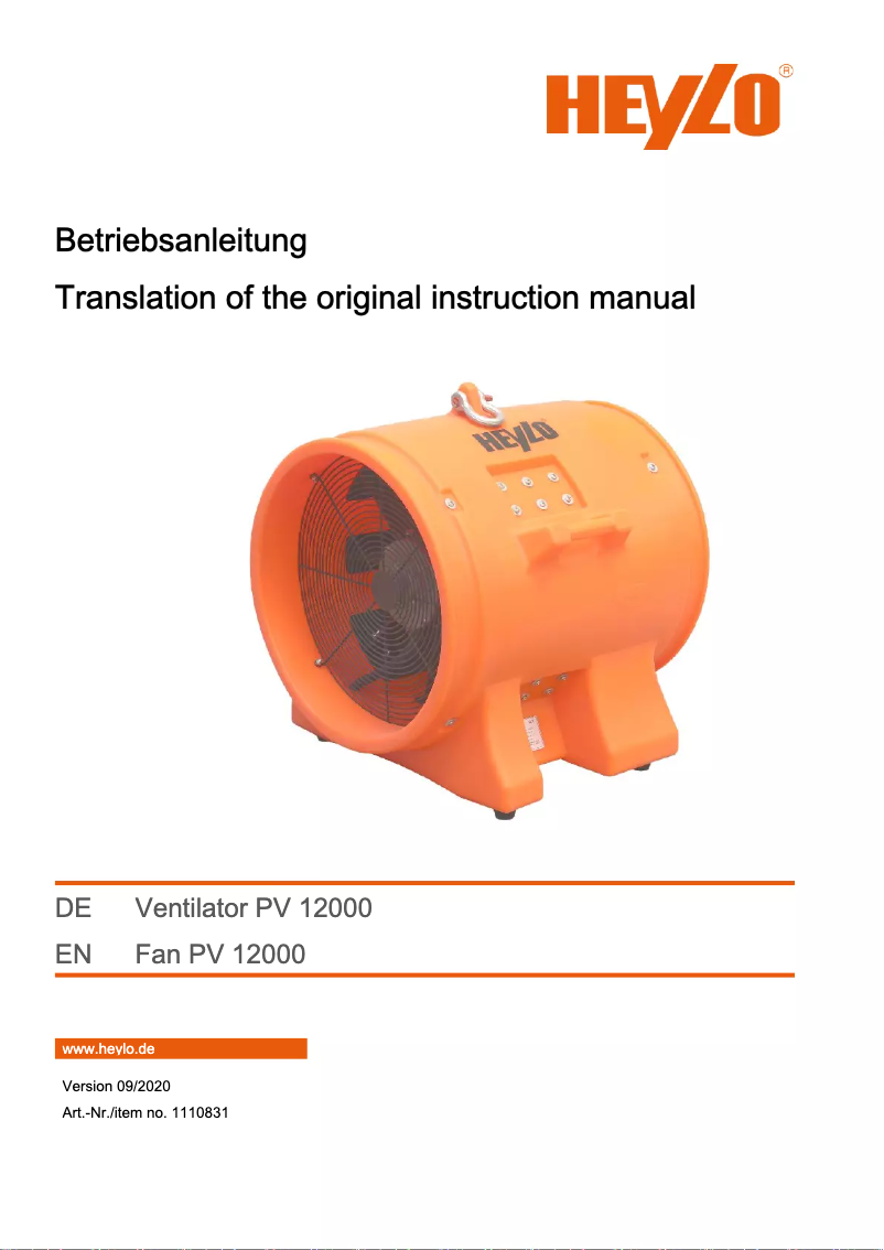 Page 1 de la notice Manuel utilisateur Heylo PowerVent 12000