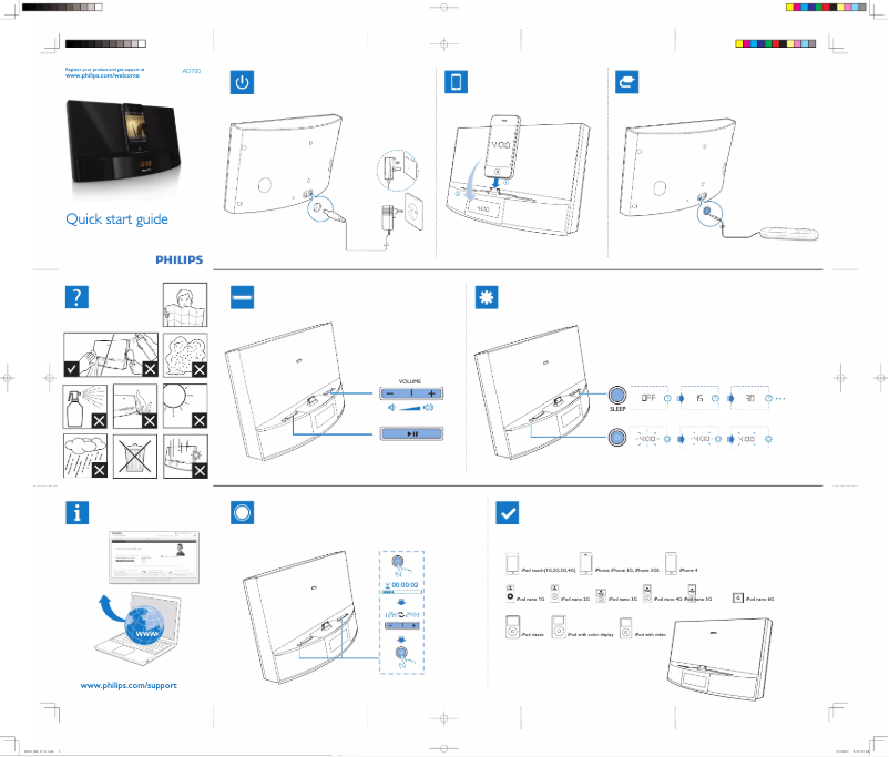 Page 1 of the manual Quick Start Guide Philips AD700