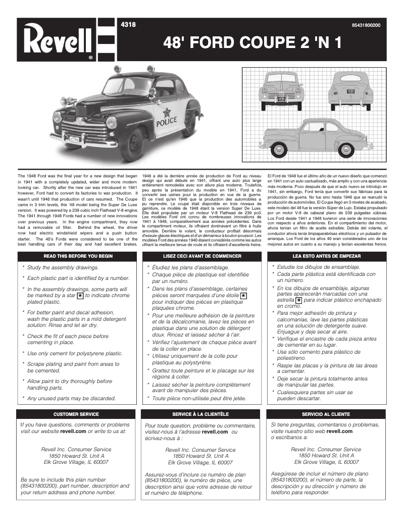 Page 1 de la notice Manuel utilisateur Revell '48 Ford Police Coupe 2 'n 1