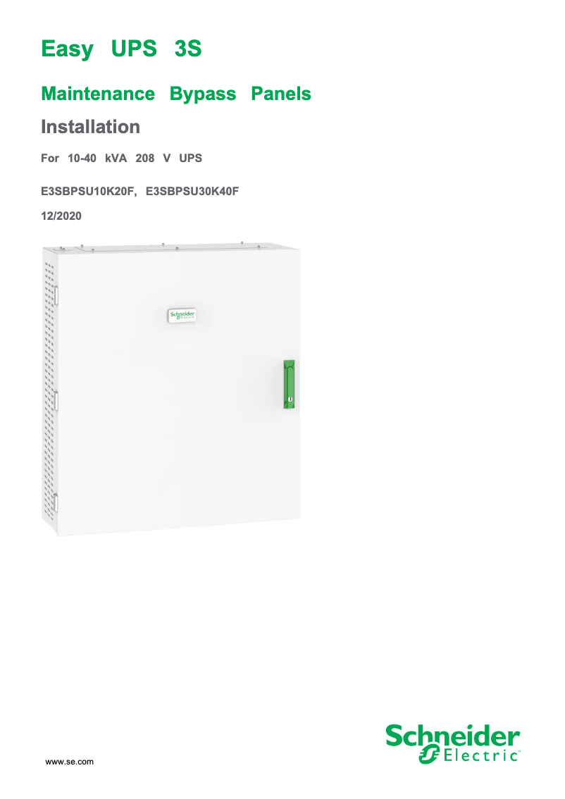 Image de la première page du manuel de l'appareil E3SBPSU10K20F